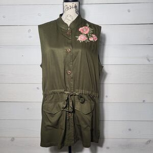 Coldwater Creek Cargo Vest Floral Embroidered BOHO
